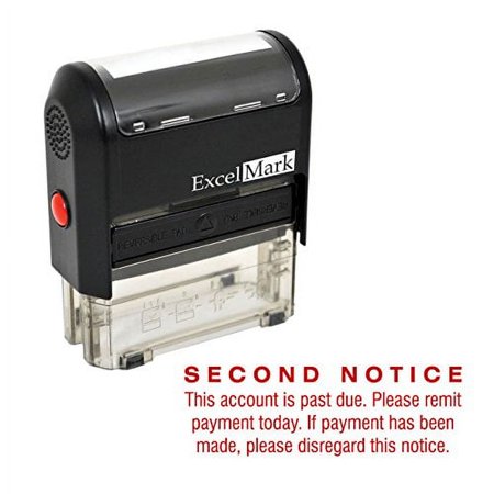 SECOND NOTICE PAST DUE - Self Inking Bill Collection Stamp in Red Ink