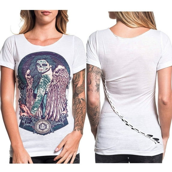 SECRET ARTIST by AFFLICTION Women's T-Shirt S/S SUGAR ANGEL Tee