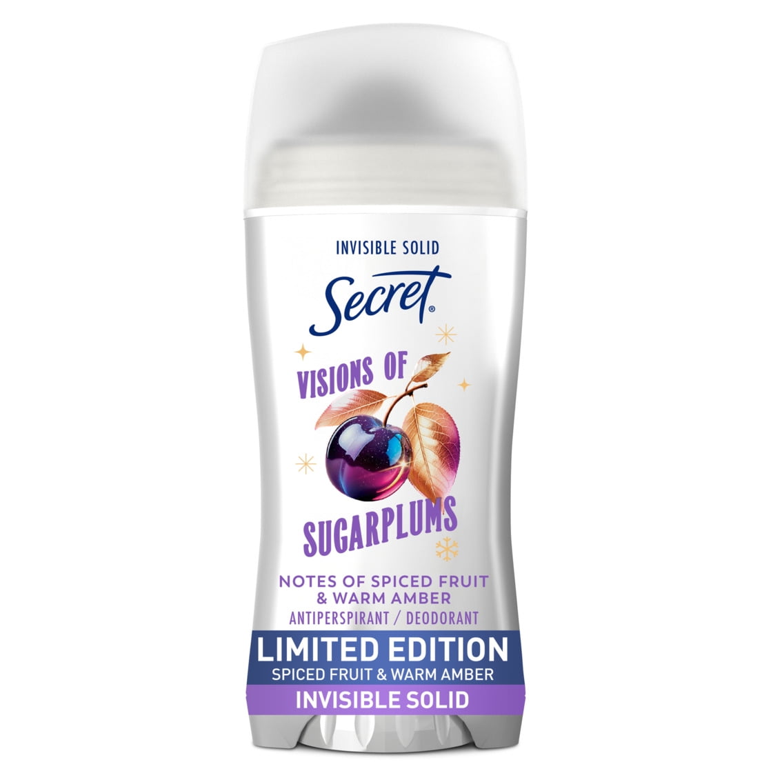 Secret Fresh Invisible Solid Antiperspirant and Deodorant for Women, Sugarplum Scent 2.6 oz