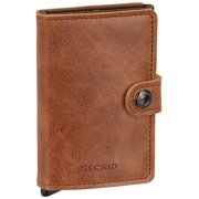 SECRID - Men Mini Wallet Genuine Vintage Leather RFID Safe Card Case for max 10 cards Cognac Brown