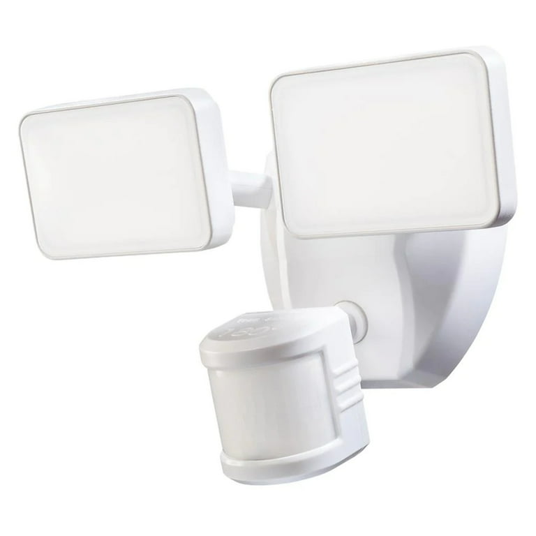 SECUR360 Wi-Fi Connected White Wired Twin Head Voice Activated Motion Activated Outdoor LED Security Flood Light 2000 Lumens SECUR360 Wi-Fi Connected White Wired Twin Head Voice Activated Motion Activated Outdoor LED Security Flood Light 2000 Lumens
