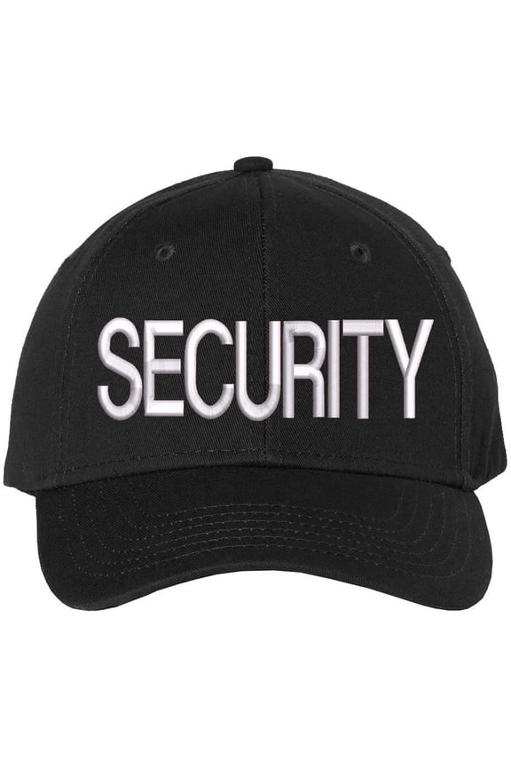 SECURITY Baseball Hat | LARGE Embroidered Structured Adjustable Uniform Guard Officer Official Bouncer Bodyguard Cap (BlackWithWhiteText)