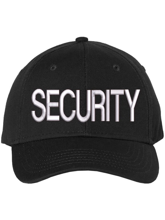 SECURITY Baseball Hat | LARGE Embroidered Structured Adjustable Uniform Guard Officer Official Bouncer Bodyguard Cap (BlackWithWhiteText)