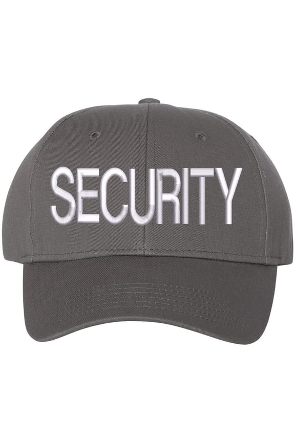 SECURITY Baseball Hat | LARGE Embroidered Structured Adjustable Uniform Guard Officer Official Bouncer Bodyguard Cap (CharcoalGreyWithWhiteText)