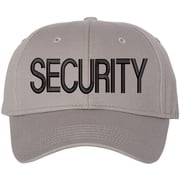 SECURITY Baseball Hat | LARGE Embroidered Structured Adjustable Uniform Guard Officer Official Bouncer Bodyguard Cap SilverWithBlackText
