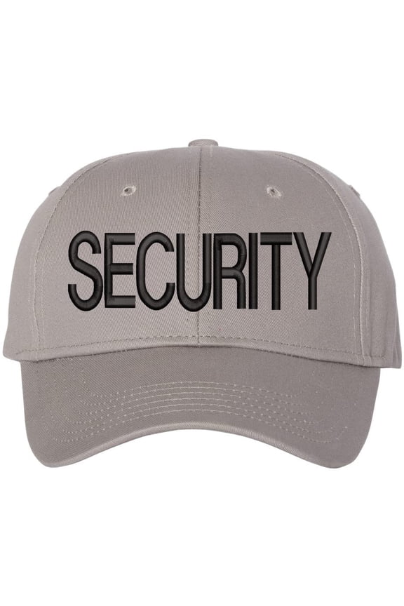 SECURITY Baseball Hat | LARGE Embroidered Structured Adjustable Uniform Guard Officer Official Bouncer Bodyguard Cap (SilverWithBlackText)