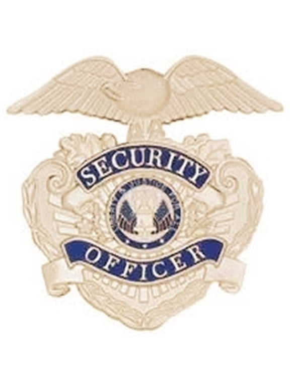 SECURITY CAP-Badge, Enameled Plated Screw Post/Nut Holding Pin, 2-3/4x2-5/8