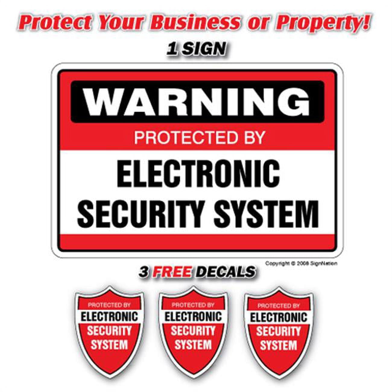 SECURITY SYSTEM SIGNS ~1 Sign &amp; 3 Free Decals~ alarm | Indoor/Outdoor ...