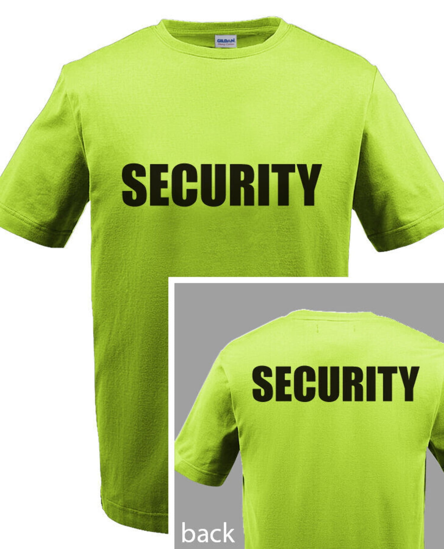 SECURITY TSHIRT Event Bouncer Staff Party Guard Safety Green Shirt Tee