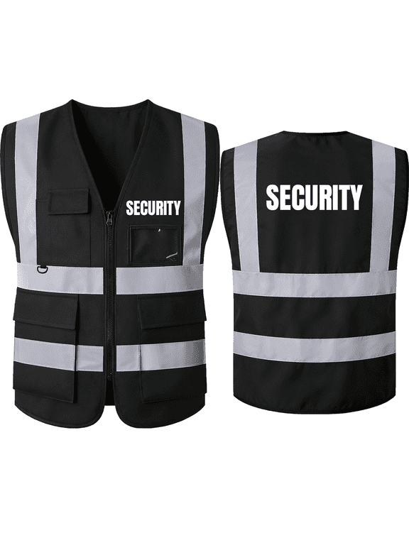 Safety Vest for Security Guards High Visibility Reflective Security Vest with Pockets Hi Vis Work Vest Meets ANSI/ISEA