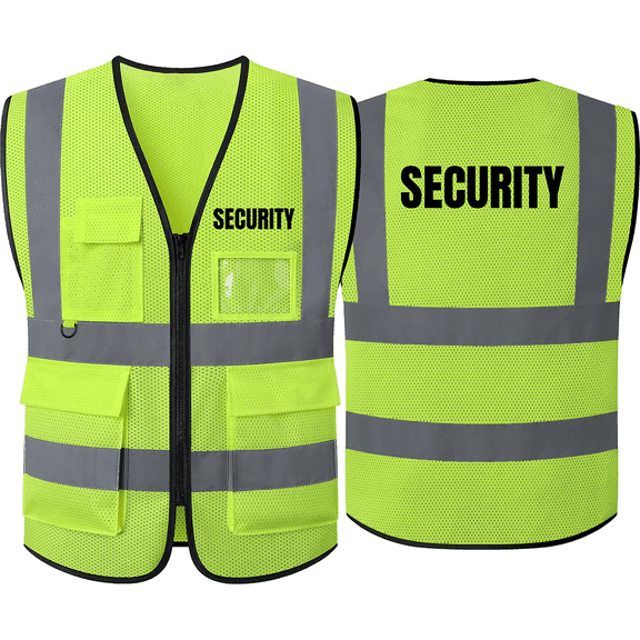 SECURITY Vest for Security Guards High Visibility Reflective Security Vest with Pockets Hi Vis Work Vest Meets ANSI/ISEA