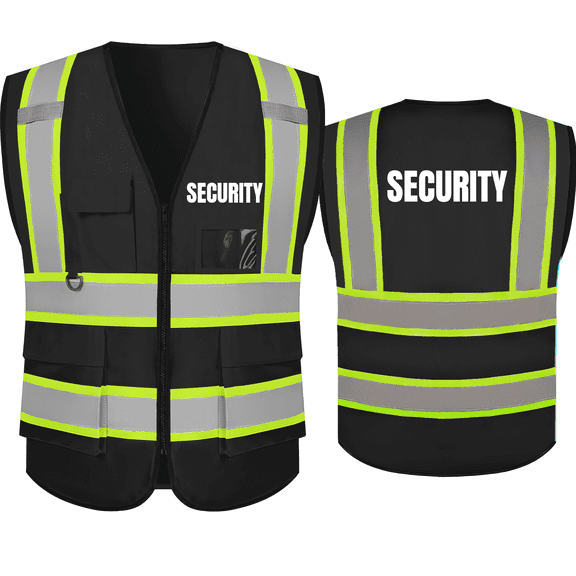 SECURITY Vest for Security Guards High Visibility Reflective Work Vest with Pockets Hi Vis Safety Vest Meets ANSI/ISEA