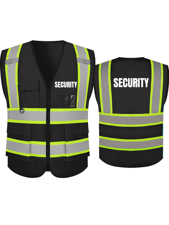 SECURITY Vest for Security Guards High Visibility Reflective Work Vest with Pockets Hi Vis Safety Vest Meets ANSI/ISEA