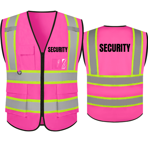 SECURITY Vest for Security Guards High Visibility Reflective Work Vest with Pockets Hi Vis Safety Vest Meets ANSI/ISEA