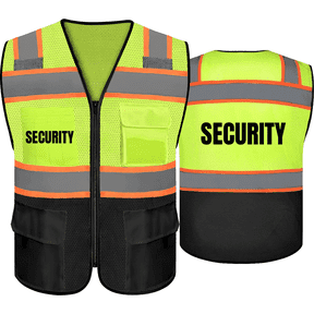 Safety Vest for Security Guards with 9 Pockets & Zipper Reflective High Visibility Security Vest Class 2 Outdoor Workwear Meets ANSI/ISEA
