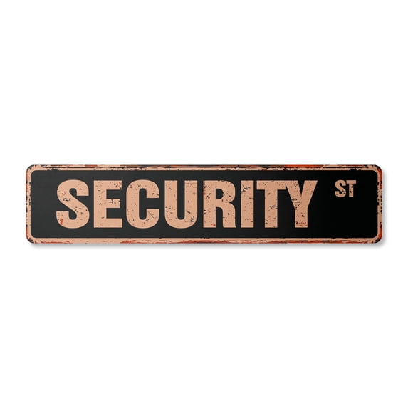 SECURITY Vintage Aluminum Street Sign agent guard Metal Sign company protection rustic metal tin | Indoor/Outdoor | 18" Wide