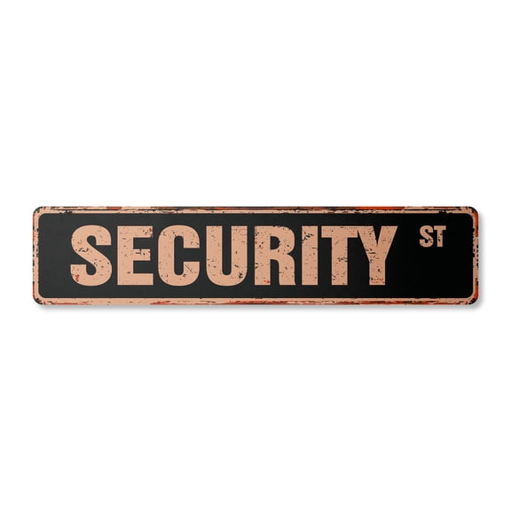 SECURITY Vintage Plastic Street Sign agent guard signs company protection | Indoor/Outdoor | 18" Wide