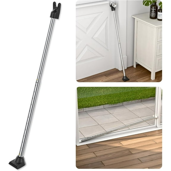SecurityMan Adjustable Door & Patio Security Bar, Heavy-Duty Iron, 18.25"-47.5", Chrome