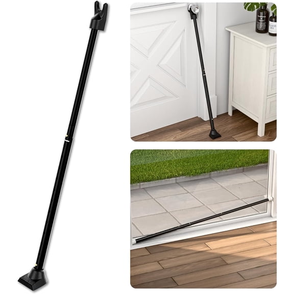 SecurityMan 2-in-1 Adjustable Door & Patio Bar, Heavy-Duty Iron Jammer for Hinged and Sliding Doors, Black