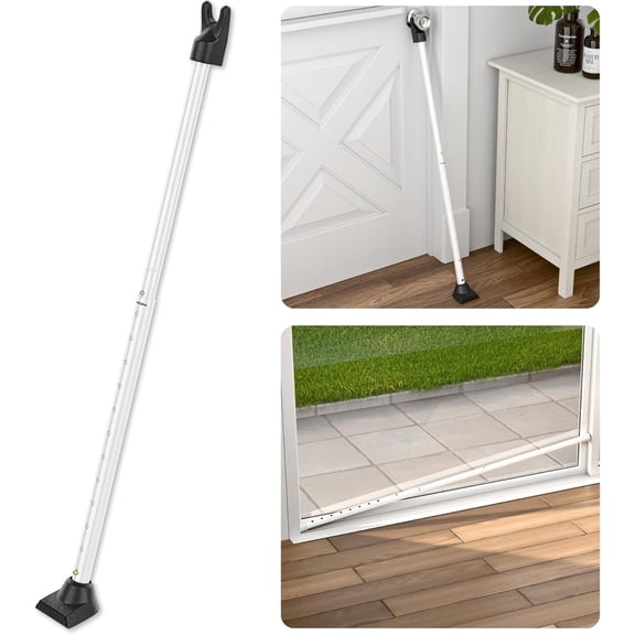 SecurityMan Adjustable Door & Patio Security Bar, Heavy-Duty Iron, 18.25"-47.5", White