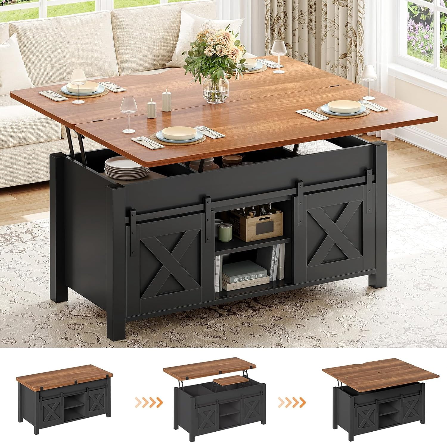 SEDETA 4 in 1 Multi-Function Lift Top Coffee Table with Storage ...