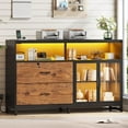 thumbnail image 1 of SEDETA 59" File Cabinet, 2 Drawers Filing Cabinets for Home Office fit Legal/Letter/A4 File, File Cabinet with Lock & Power Outlets, Printer Stand with Storage & LED Lights, Rustic Brown, 1 of 9