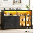 thumbnail image 1 of SEDETA 59" File Cabinet, 2 Drawers Filing Cabinets for Home Office fit Legal/Letter/A4 File, File Cabinet with Lock & Power Outlets, Printer Stand with Storage & LED Lights, Black, 1 of 9