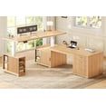 thumbnail image 1 of SEDETA 67" Fluted L Shaped Electric Standing Desk, Convertible Height Adjustable Sit Stand Desk with File Drawers, Storage Cabinet, Monitor Shelf & Charging Port, Oak, 1 of 9