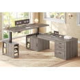 thumbnail image 1 of SEDETA 70.9" L Shaped Standing Desk with Storage, Convertible Height Adjustable Electric Sit Stand Desk with File Drawers, Cabinet, Monitor Shelf & Charging Port, Grey, 1 of 9