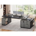 thumbnail image 1 of SEDETA 77.1" Executive Large Electric Standing Desk, Height Adjustable Sit Stand Desk with 2 Drawers, Storage Cabinet & Charging Port for Home Office, Grey, 1 of 9