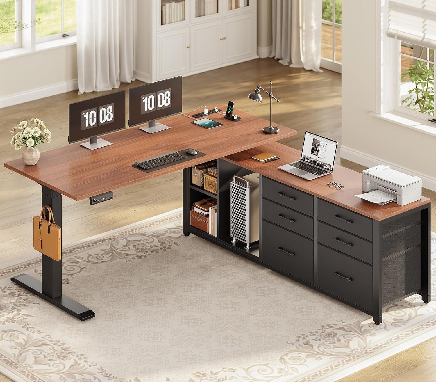 Hanover 73-In. L-Shaped Sit or Stand Electric Height Adjustable