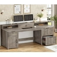 thumbnail image 1 of SEDETA Farmhouse 63" Executive Desk, Wood Computer Desk with Drawers and Storage Cabinet, Home Office Desk with File Drawer and Monitor Stand, Wood Desk for Work Study Writing, Grey, 1 of 8