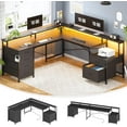 thumbnail image 1 of SEDETA L Shaped Desk with 6 Drawer, 108" Home Office Desk with File Drawer & Power Outlet, Corner Computer Desk with Monitor Shelf, File Cabinet, Two Person Desk, Gaming Desk with Led Lights, Black, 1 of 18