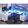 thumbnail image 1 of SEDETA L Shaped Desk with 6 Drawer, 108" Home Office Desk with File Drawer & Power Outlet, Corner Computer Desk with Monitor Shelf, File Cabinet, Two Person Desk, Gaming Desk with Led Lights, White, 1 of 9