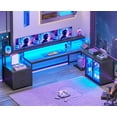 thumbnail image 1 of SEDETA L Shaped Gaming Desk, 78 Inch Large Computer Desk with Drawers and Cabinets, Corner Gaming Desk with Power Outlet & LED Light, Writing Desk with Display Cabinet for Home Office, Black, 1 of 7