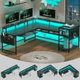 thumbnail image 1 of SEDETA L Shaped Gaming Desk, Reversible Computer Desk, Gaming Desk with Power Outlets & LED Strip, Monitor Shelf, Keyboard Tray, Pegboard and Storage Shelves for Home Office, Black, 1 of 7