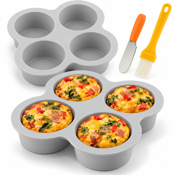 SEDLAV 2 Pack Silicone Egg Bite Molds for Air Fryer and Instant Pot 4 ...