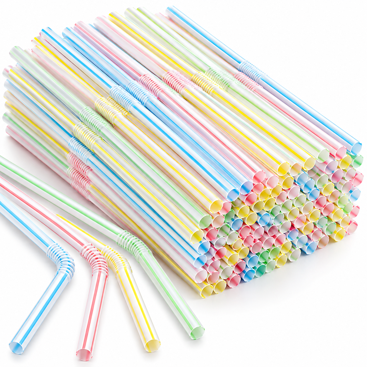 SEDLAV 200 Pack Flexible Plastic Drinking Straws 8.5 Inch Bendable ...
