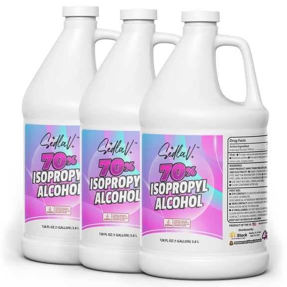 SEDLAV Isopropyl Alcohol 70% Rubbing Alcohol 70% Isopropyl Alcohol (3) Gallons of 70% Isopropyl Alcohol