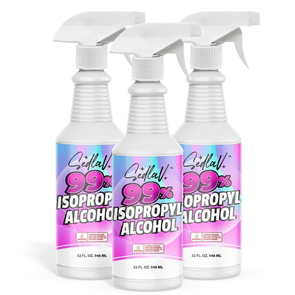 SEDLAV Isopropyl Alcohol 99% Spray 32 Fl Oz Spray Bottle Rubbing Alcohol Sprayer 99 Percent Isopropyl Alcohol Spray Technical Use 3 Bottles