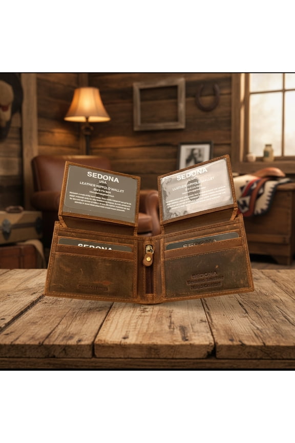 Buffalo Leather Bifold Wallet with 2 Flaps