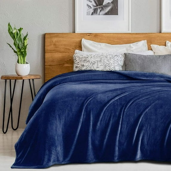 SEDONA HOUSE Flannel Fleece Blanket, Throw Size 50 x 60 Inches, Blue