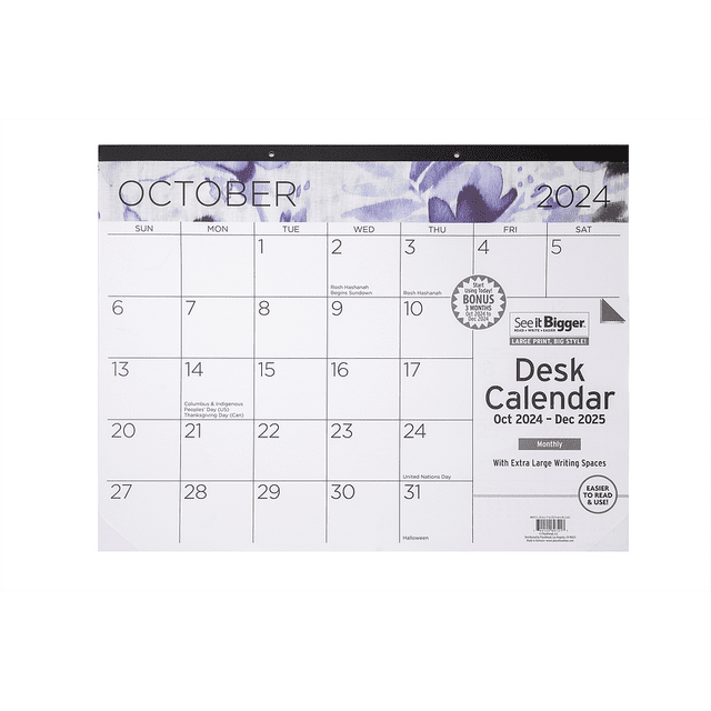 See It Bigger 17 X 22 Large 15Month Desk Pad Calendar October 2024