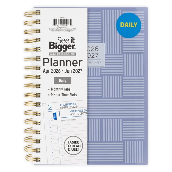 See It Bigger Daily Planner, Medium (6.25" x 8.75"), Grey, 15-Month: Apr 2026 - Jun 2027