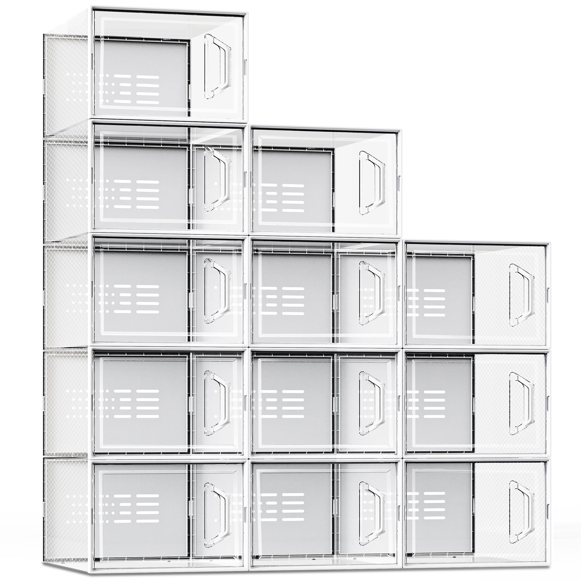SEE SPRING Large 12 Pack Shoe Storage Box, Shoe Organizer for Closet,Space Saving Foldable Sneaker Rack