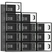 SEE SPRING Shoe Storage Box Fit Size 13, Clear Plastic Stackable Shoe Organizer for Closet,12 Pack,XX-Large