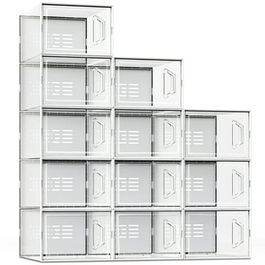 SEE SPRING XX-Large Shoe Box Clear Plastic Stackable Shoe Rack Closet Storage and Organization,12 Pack,Fit Size 13