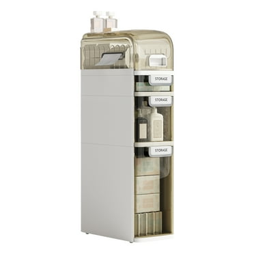 SEEDAY Bathroom Storage,3-Tiers Slim Waterproof Narrow Storage Cabinet,Storage Floor Cabinet with Drawers for Small Spaces