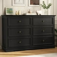 thumbnail image 1 of IDEALSOUL Black Dresser,6 Drawer Dresser for bedroom,Retro Wood Storage Cabinet for Living Room, 1 of 13