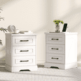 thumbnail image 1 of IDEALSOUL Nightstand Set of 2,White Farmhouse End Table with Charging Station,3 Drawers Storage, 1 of 12